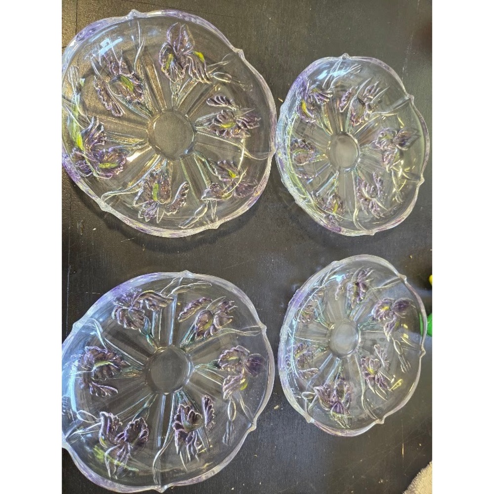 Mikasa Savoir Vivre Wild Iris Rectangular Crystal 6 inch plate, Set of 4